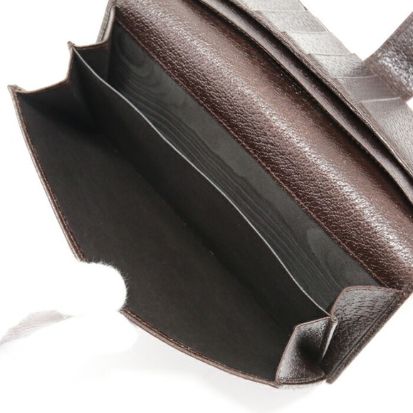 Gucci Double hook Long Wallet GG Canvas Calfskin Leather Flap Brown Beige - Picture 10 of 11